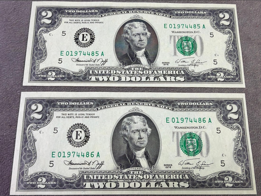 Jefferson Two Dollar Bills - 4