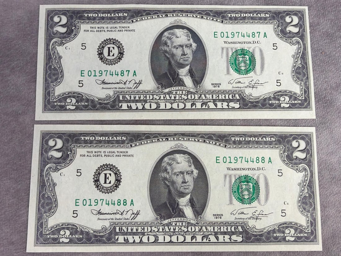 Jefferson Two Dollar Bills - 5
