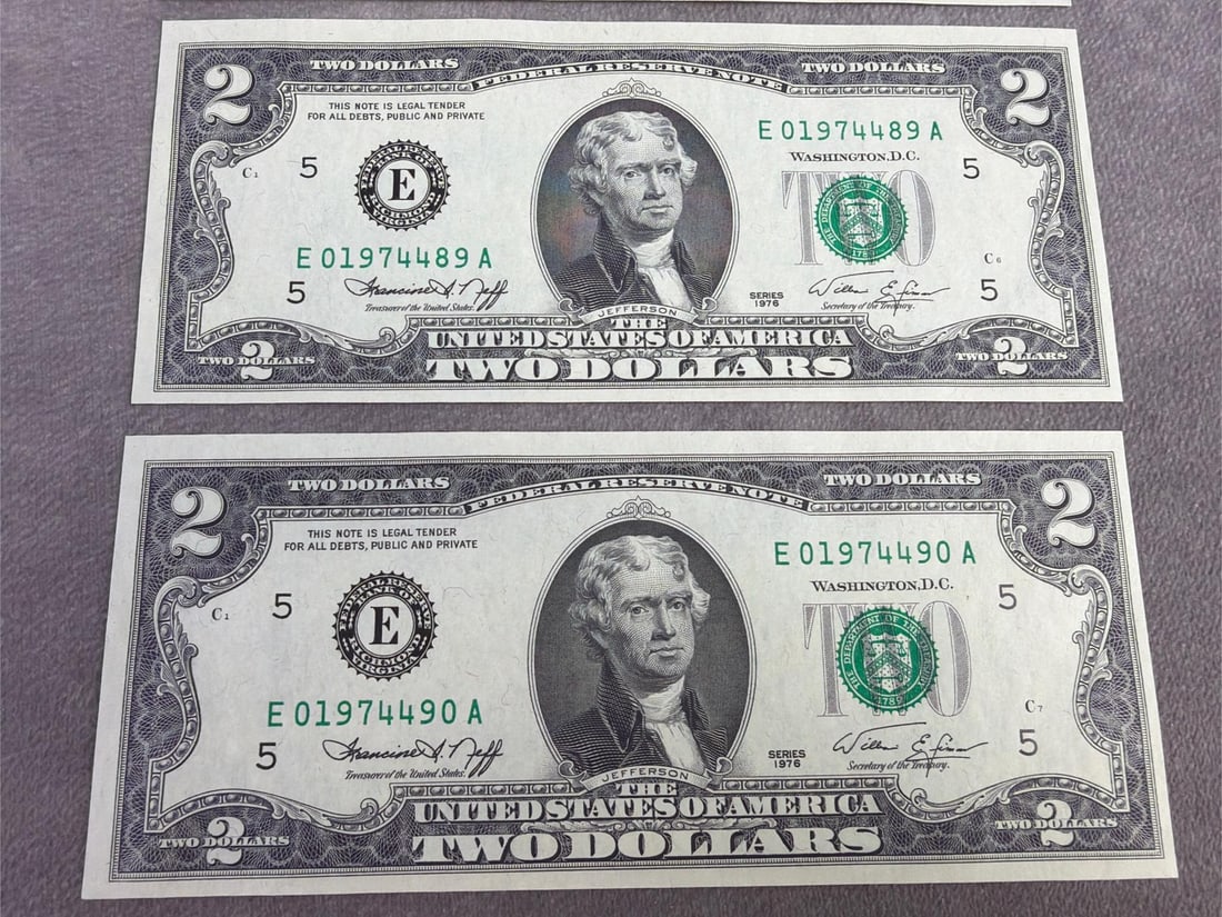Jefferson Two Dollar Bills - 6