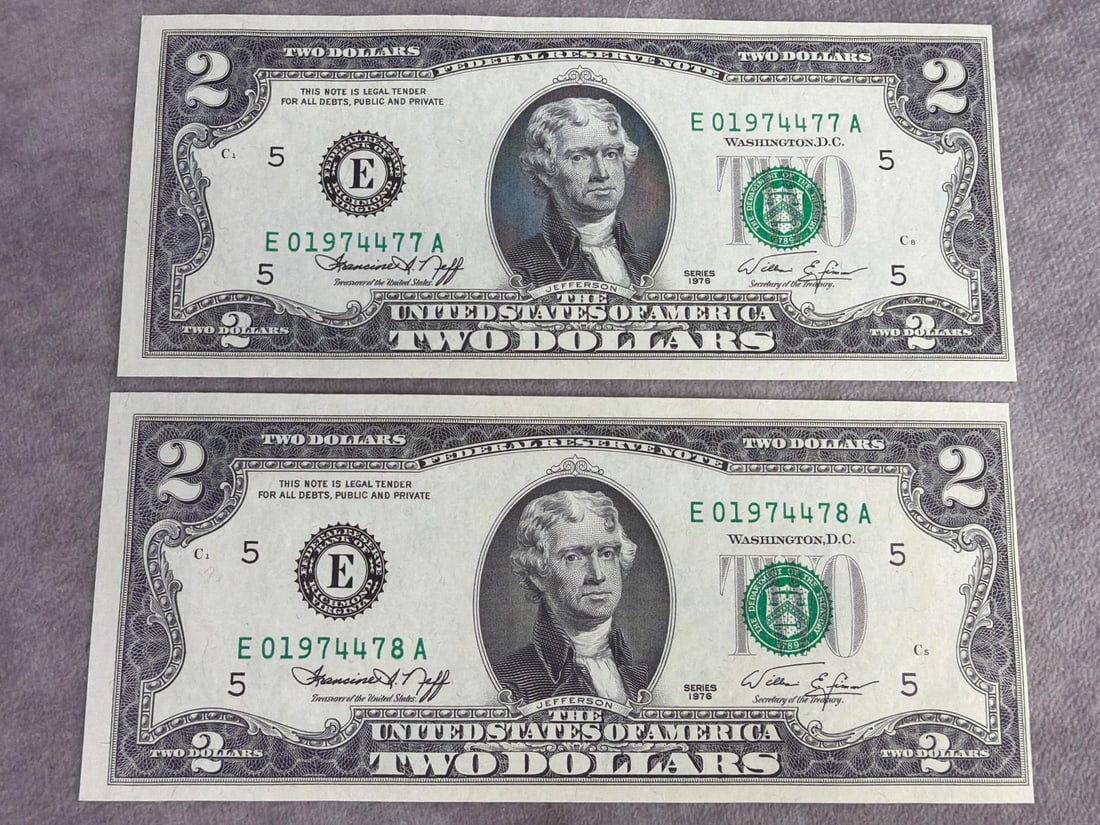 Jefferson Two Dollar Bills - 5