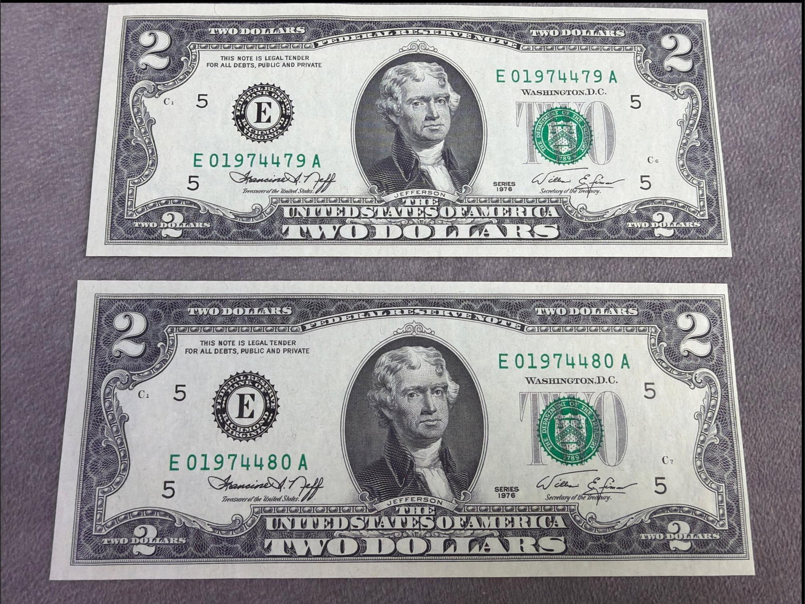 Jefferson Two Dollar Bills - 6