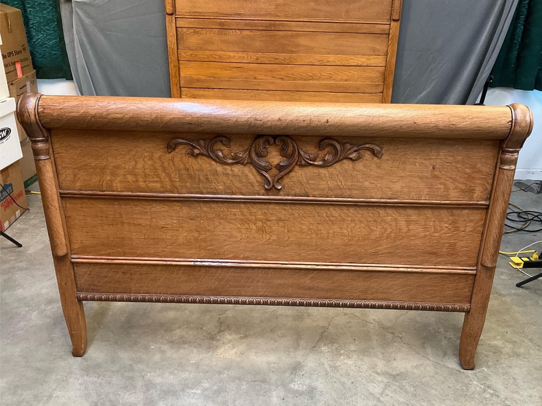 Victorian Oak Bed - 2