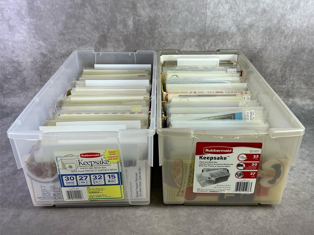 First Day Covers: Approximately 1000 first day covers including destination, presidential, and more. All in good condition and in plastic sleeve protectors. Each box measures 8.5 inches wide x 17 inches x 6.5 inches