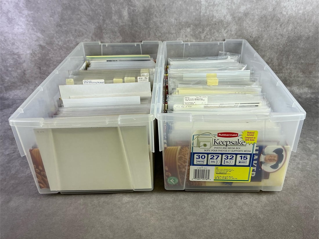 First Day Covers: Approximately 1000 first day covers including destination, presidential, and more. All in good condition and in plastic sleeve protectors. Each box measures 8.5 inches wide x 17 inches x 6.5 inches