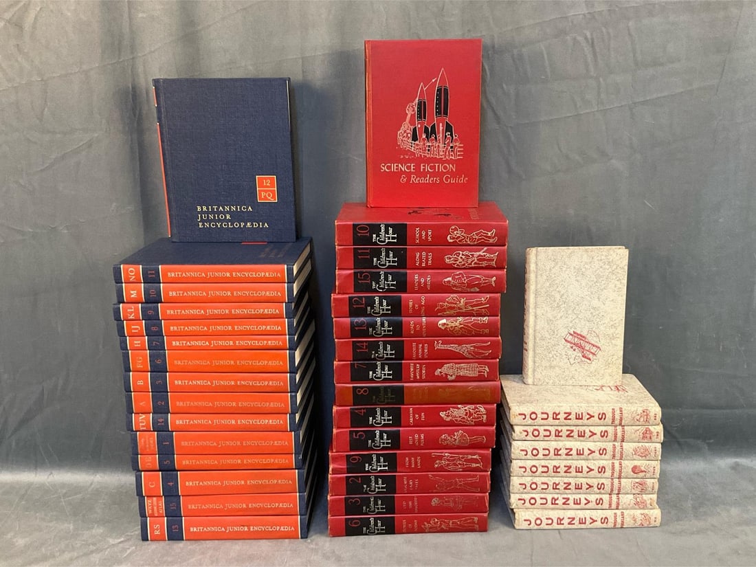 Children's Encyclopedias and More: Three sets of Children's books. One set of 1-15 “Britannia Junior Encyclopedia “ books published in 1984. One set of 1-16 “The Children's Hour” books published in 1969. One set of 1-8