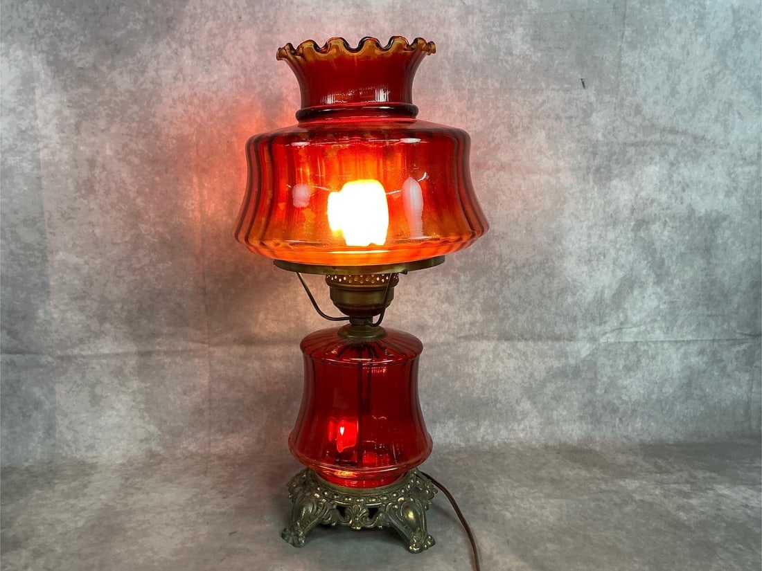 Ruby Red Double Globe Lamp (1 of 5)