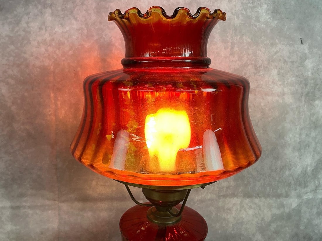 Ruby Red Double Globe Lamp - 2
