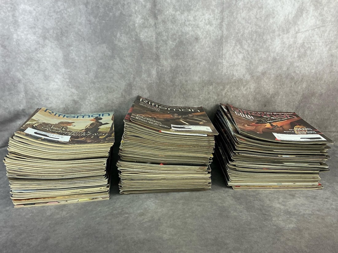 American Rifleman Collection: Large lot of NRA American Rifleman magazines dating from 2000 to 2012. All in good condition. Each measures 7.5 inches wide x 10.25 inches tall.