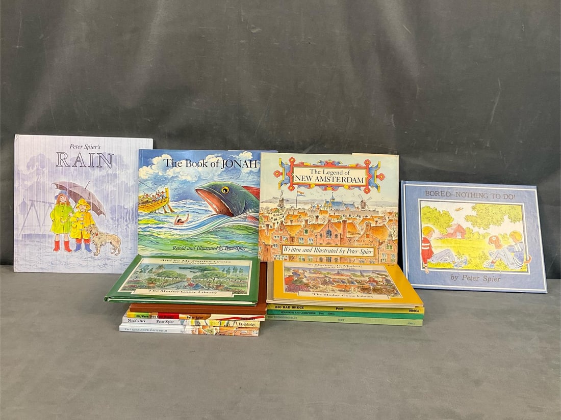 Children's Books: Lot of fifteen 1960's - 1970's vintage collectible children's books. Approximately ten books by children's author Peter Spier, some titles including- “The Legend of New Amsterdam “, first edition.