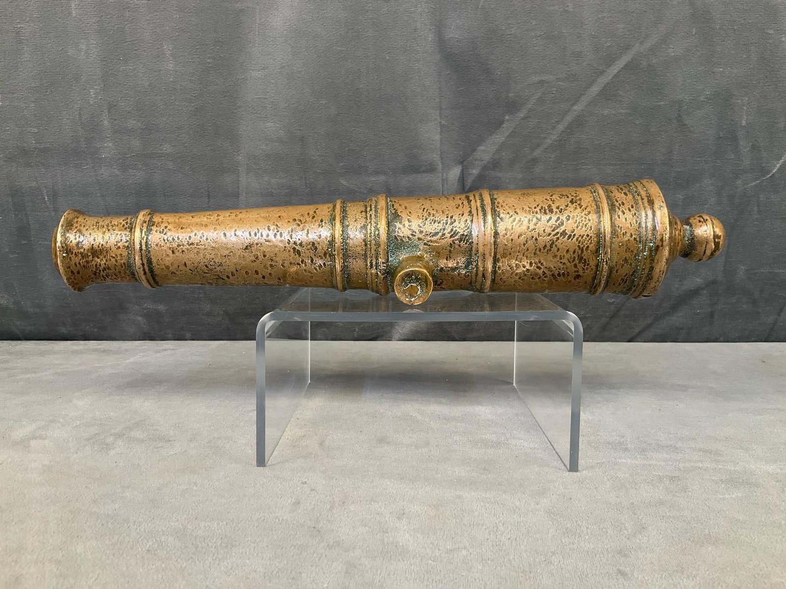 Signal/Salute Cannon: Early 19th century bronze Northern European signal/salute cannon. Wear commensurate with age and use, good condition. Measures 14.25 inches wide x 4 x 2.5 inches tall.