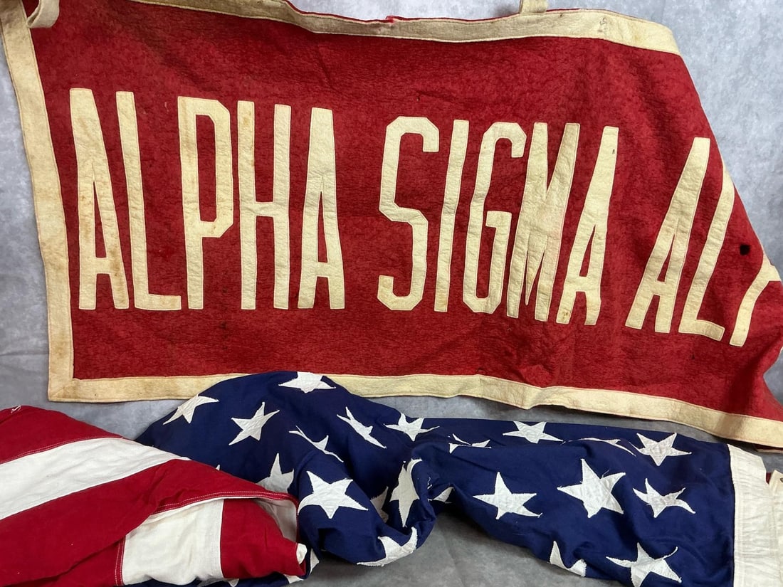 Large U S Flag & Alpha Sigma Banner (1 of 5)