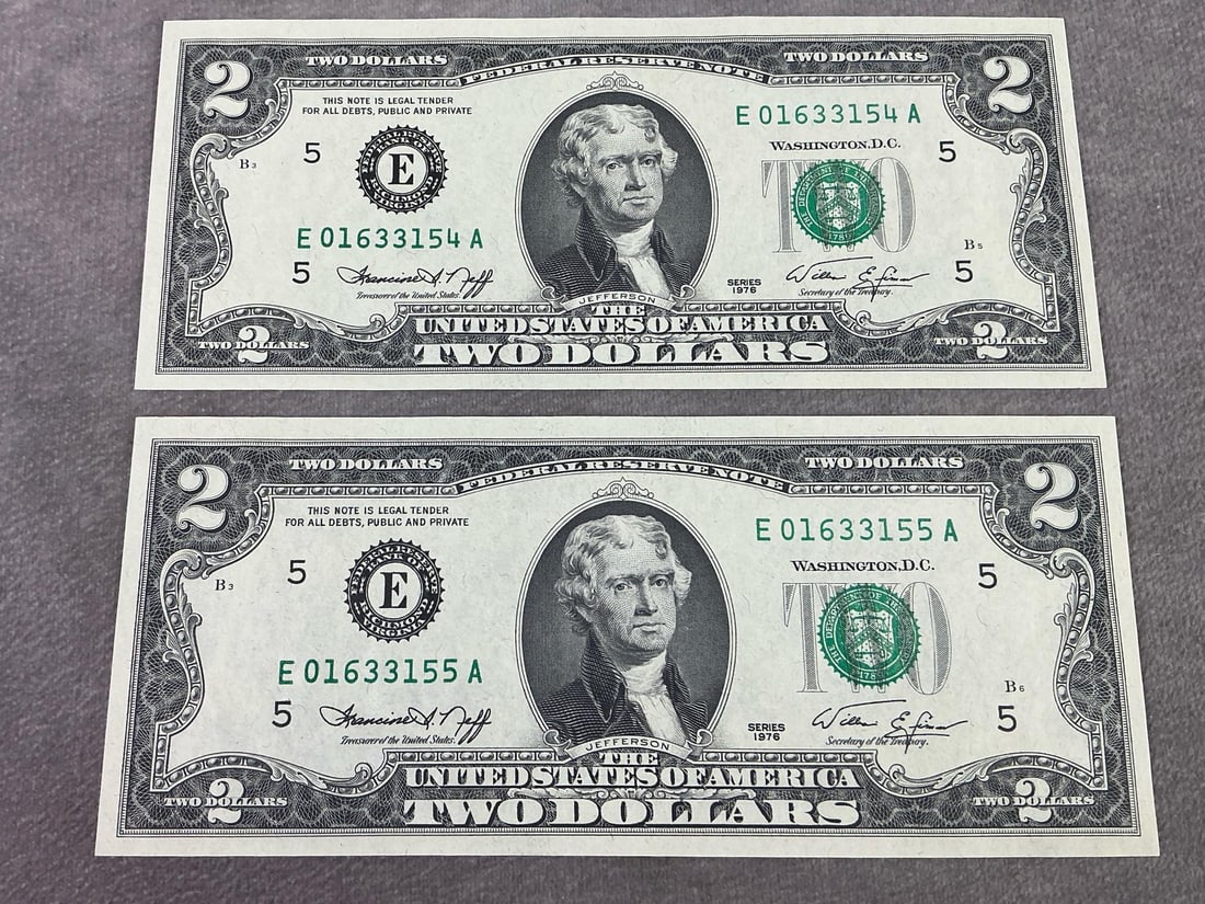 Jefferson Two Dollar Bills - 3
