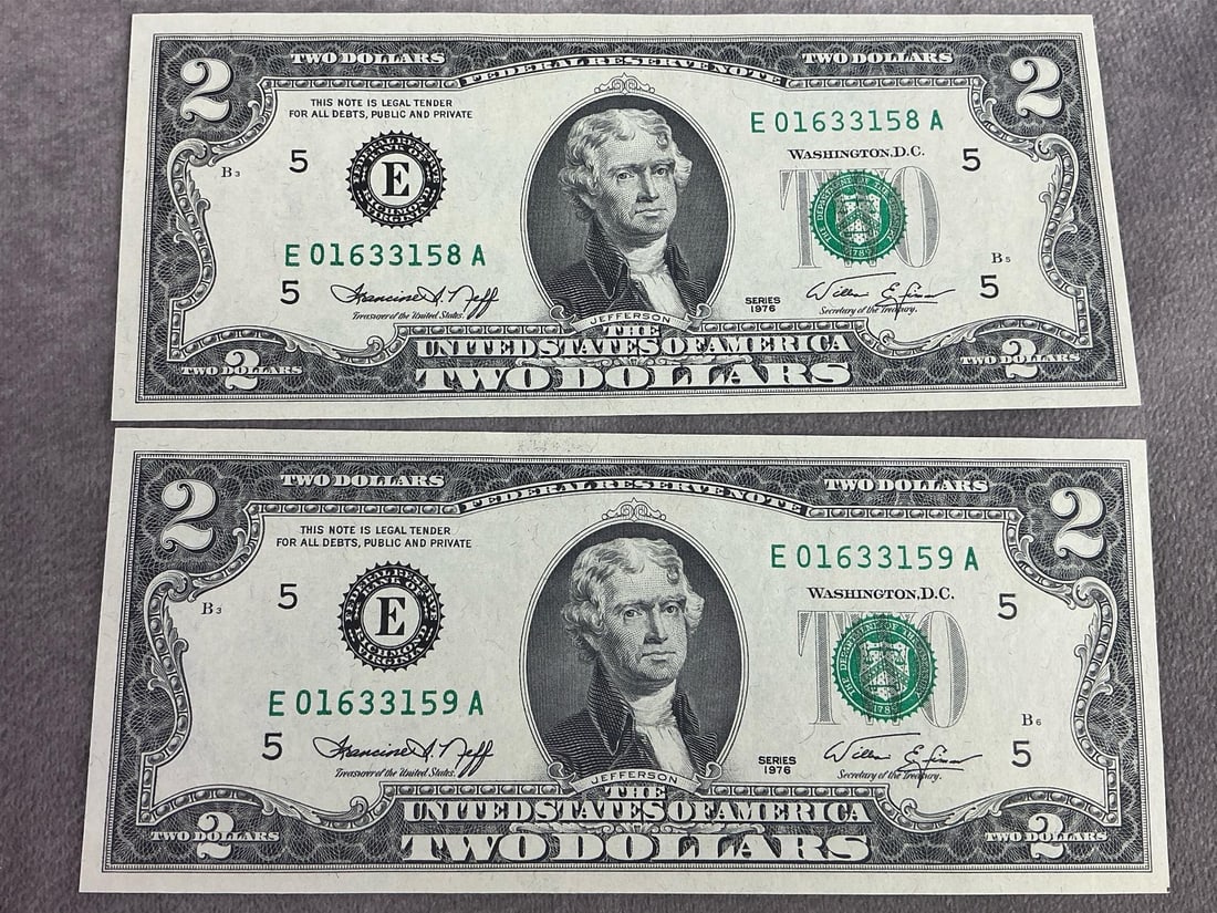 Jefferson Two Dollar Bills - 5