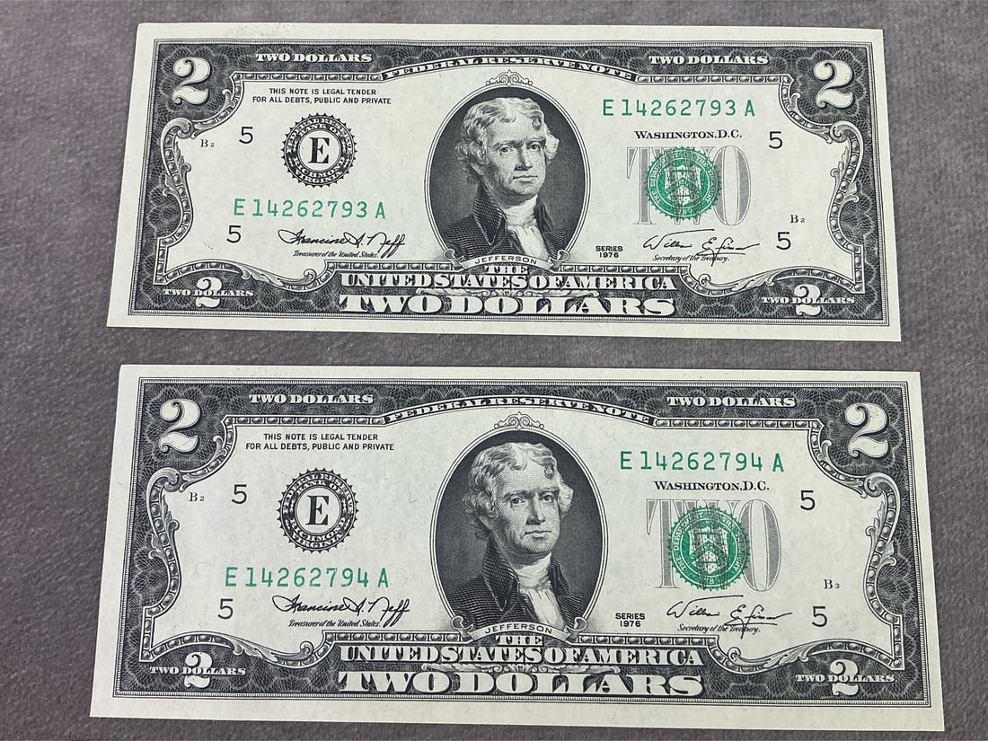 Jefferson Two Dollar Bills - 3