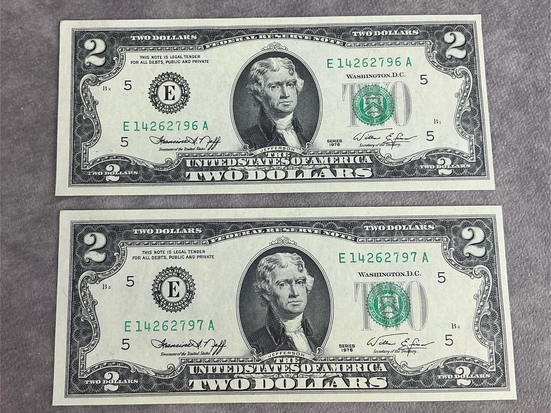 Jefferson Two Dollar Bills - 5