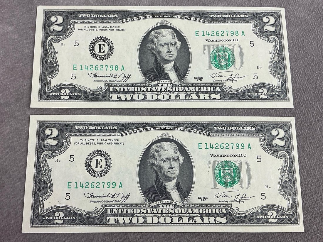 Jefferson Two Dollar Bills - 6