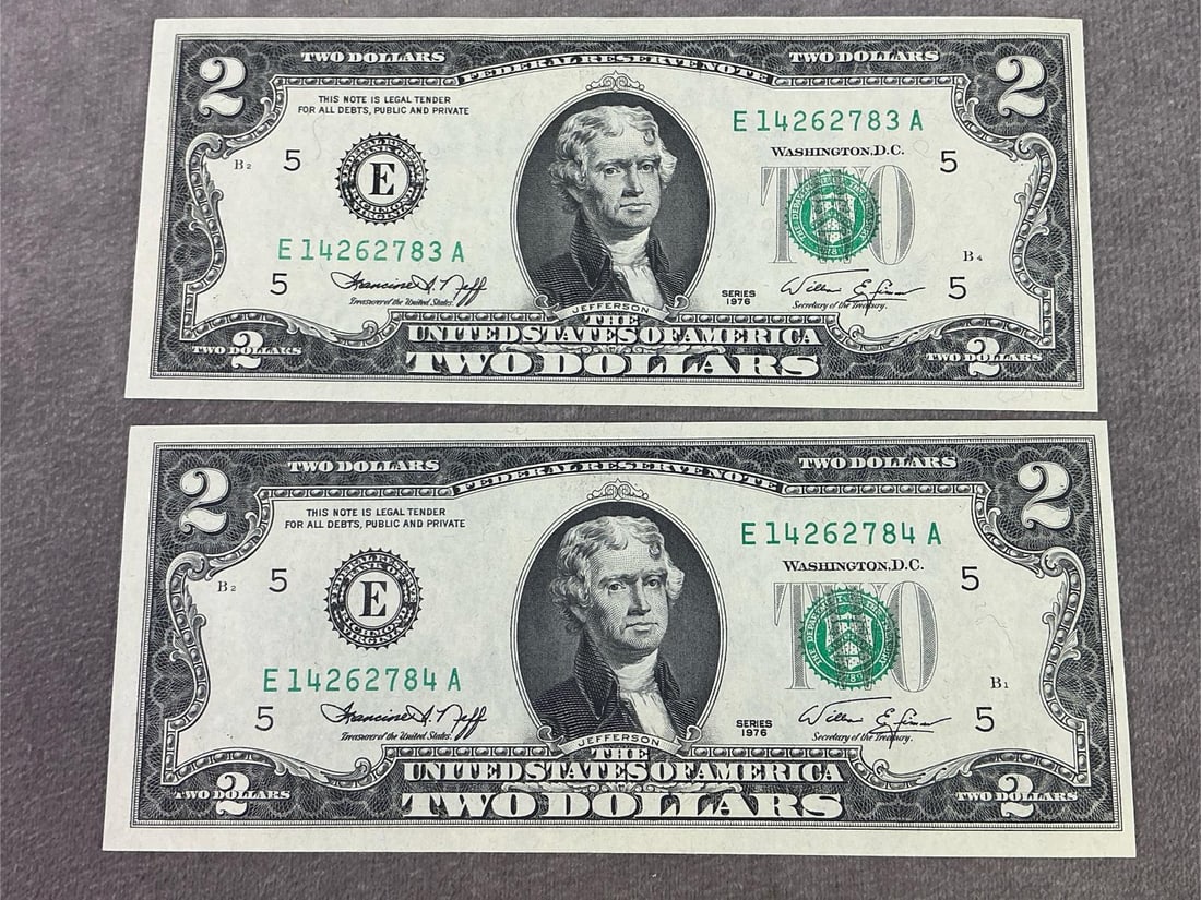 Jefferson Two Dollar Bills - 3