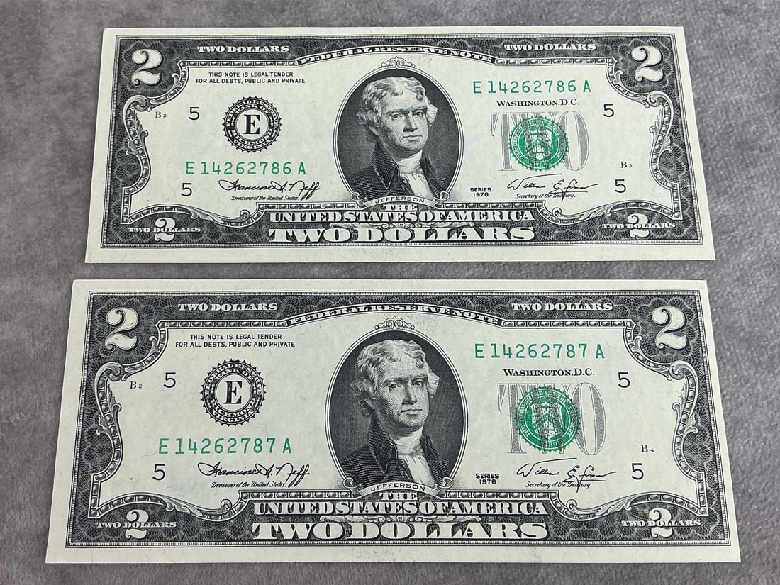 Jefferson Two Dollar Bills - 5