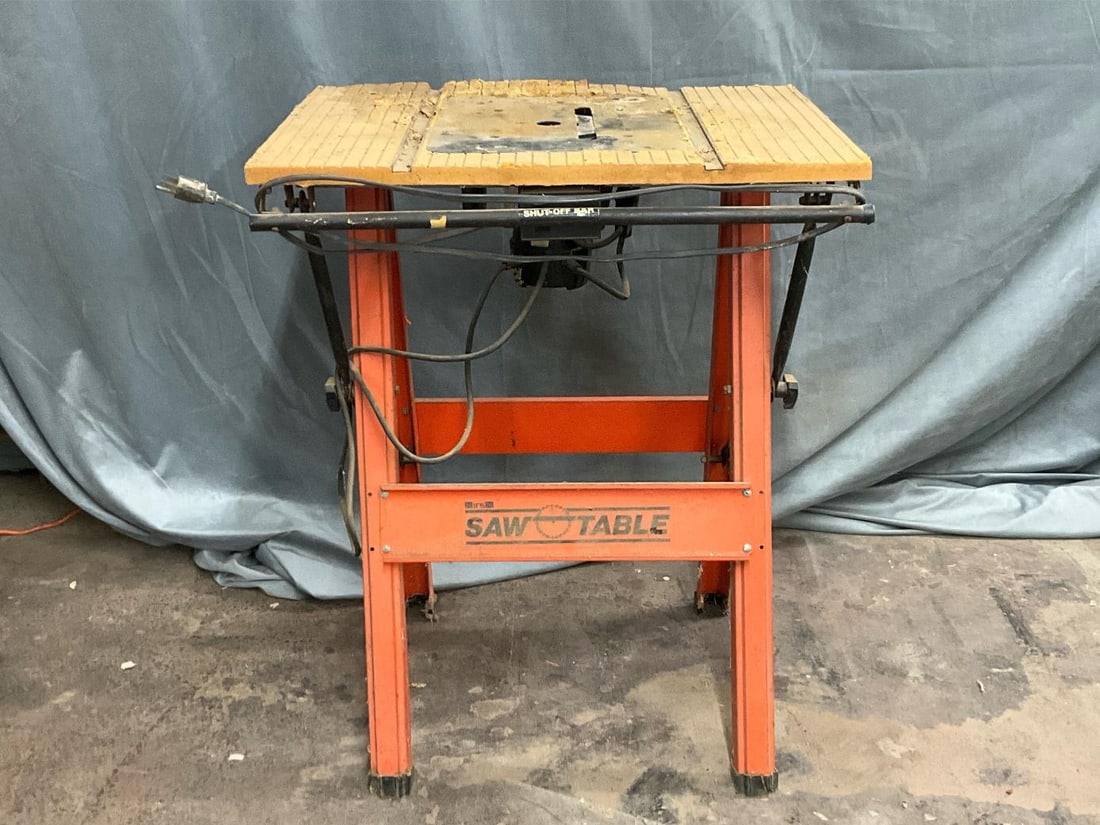 Router: 1980's Sears Router Model 315.17480 with IRS Saw Table. Used condition, powers on but not tested. Measures 27 inches wide x 21 x 34 inches tall.