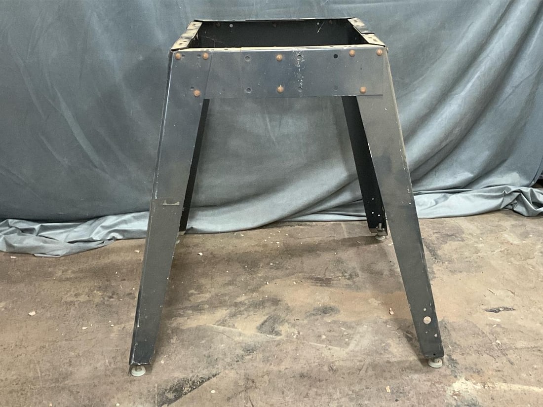 Work Stand/Table: 1980's metal work/stand table. Used condition. Measures 34 inches wide x 34 x 34 inches tall.