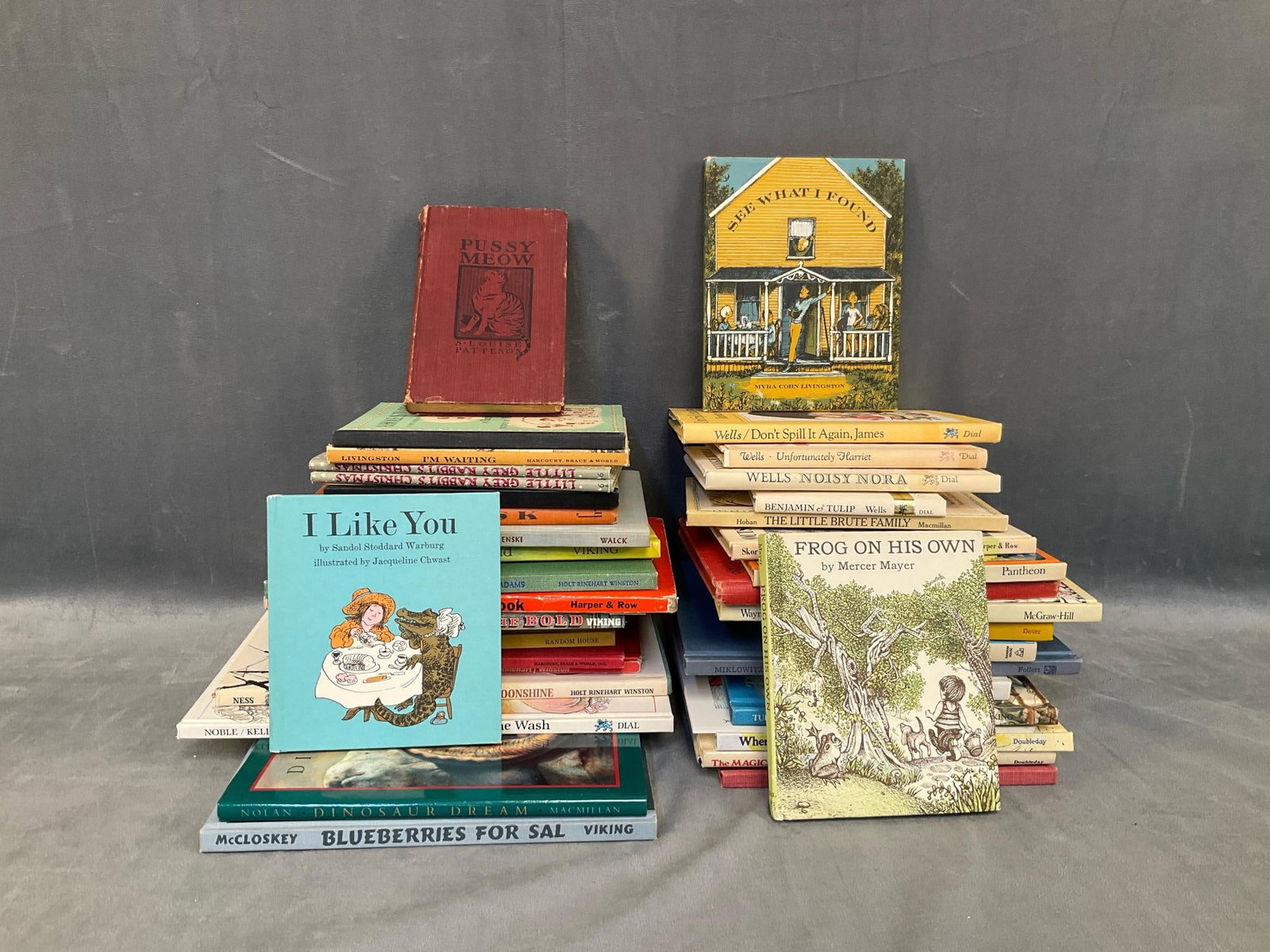 Children's Books: Lot of approximately forty five vintage collectible children's books mostly from the 1960's. Featuring authors; Mercer Mayer, Rosemary Wells, Myra Livingston, and Louise Patteson. Good condition.