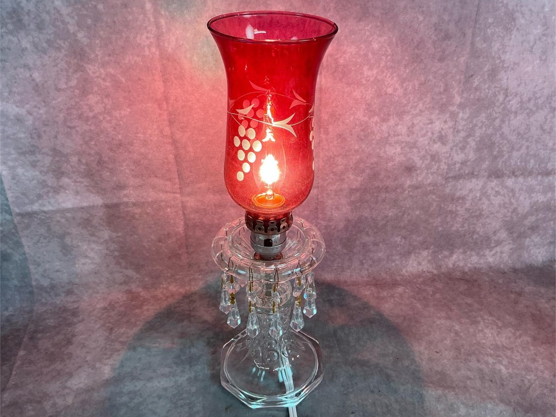 Cranberry Luster Lamps - 2