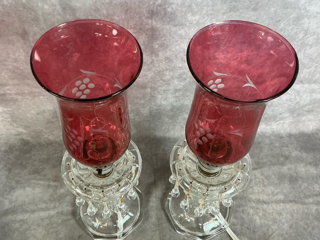 Cranberry Luster Lamps - 3