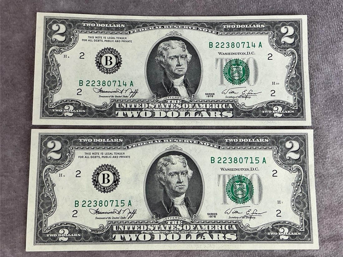 Jefferson Two Dollar Bills - 4