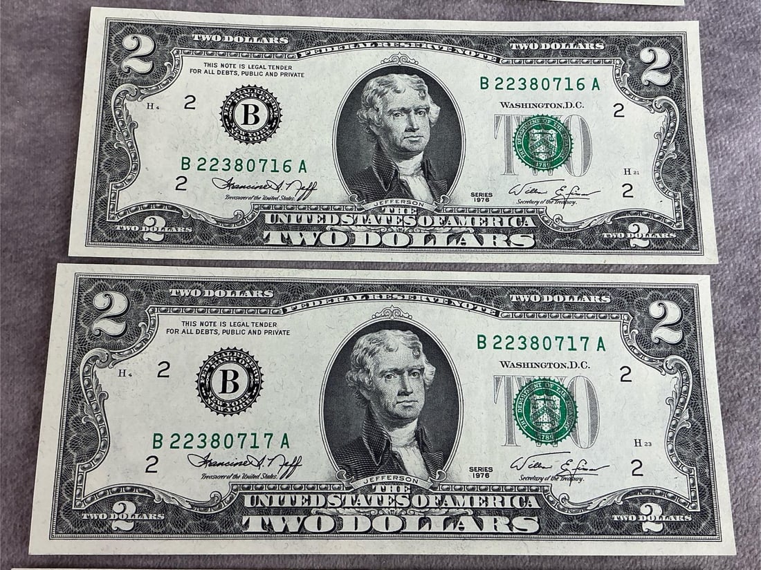 Jefferson Two Dollar Bills - 5