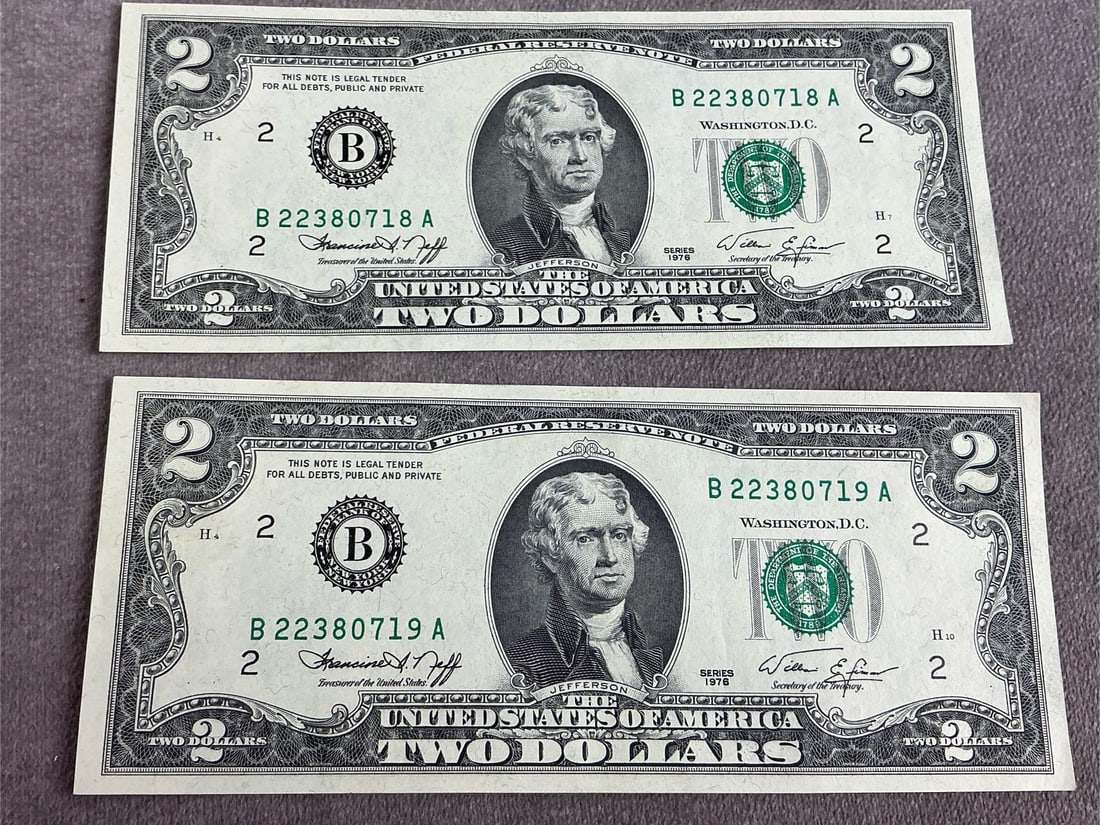 Jefferson Two Dollar Bills - 6