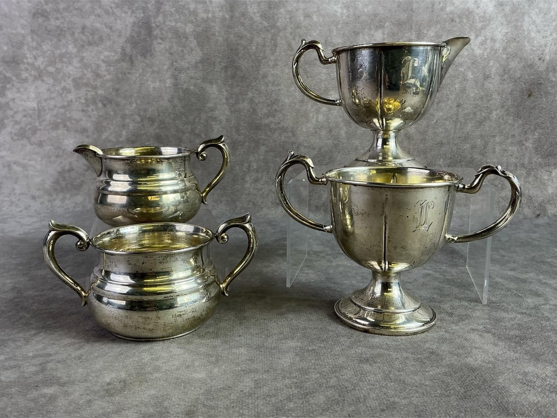 Sterling Silver Creamer & Sugarers (1 of 9)