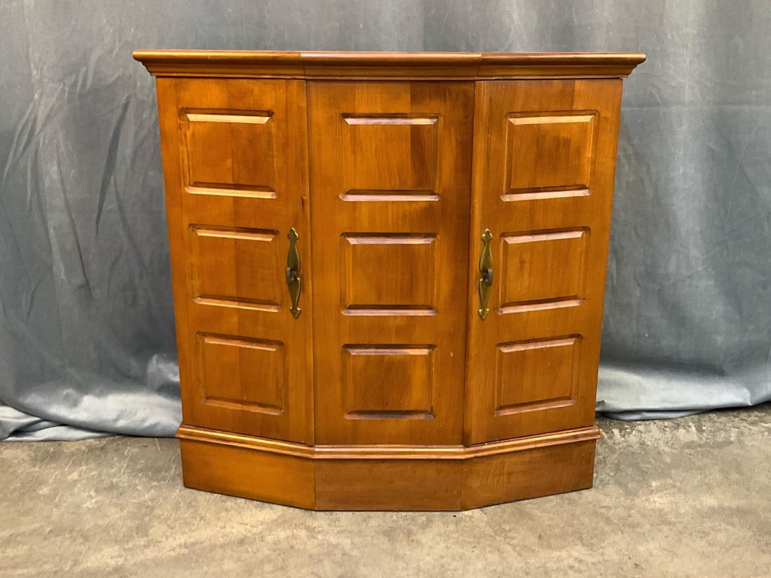 Cupboard: Late twentieth century Cherry Cupboard with two blind doors. Floor Standing. Good condition. Measures 31 inches wide x 12 x 30 inches tall.
