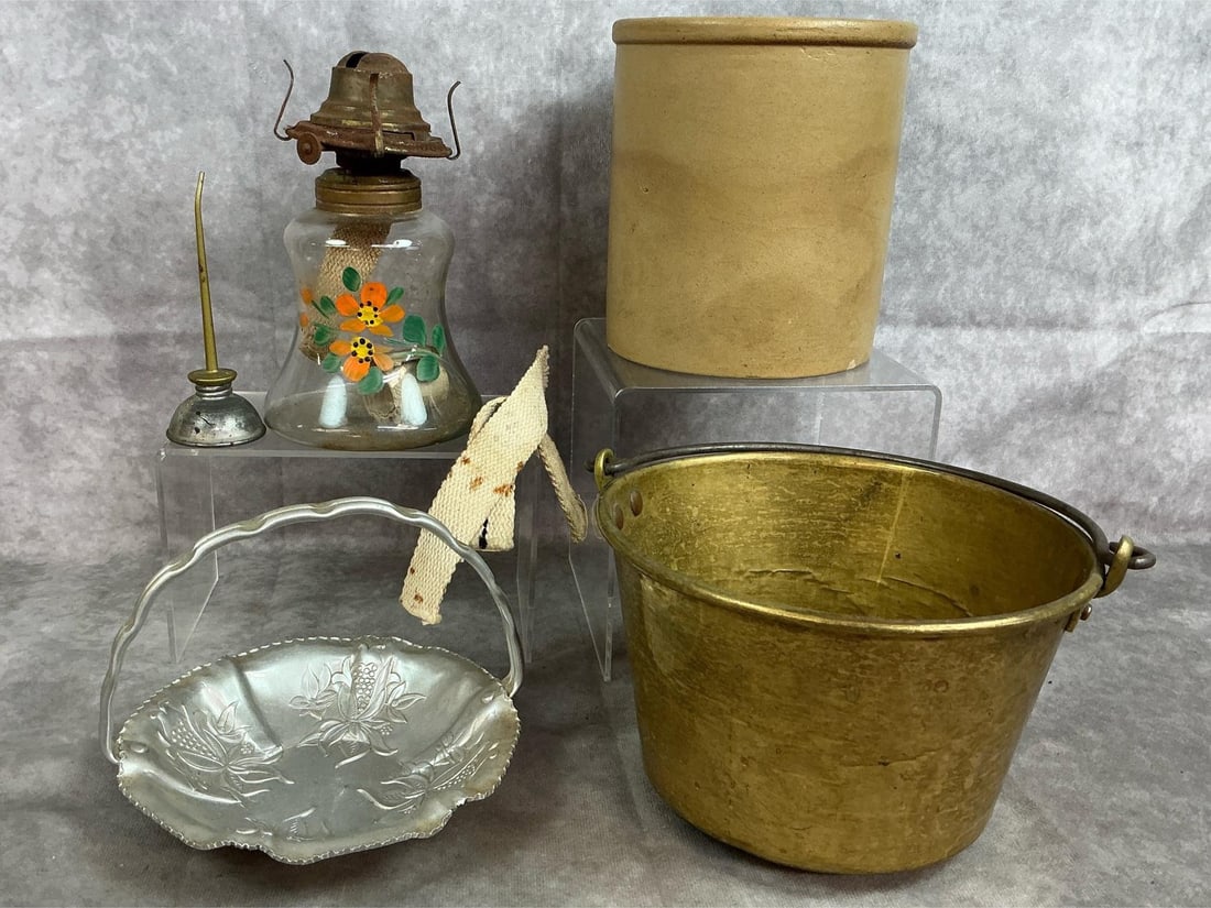 Vintage Oil Lamp, Brass Bucket & More (1 of 6)