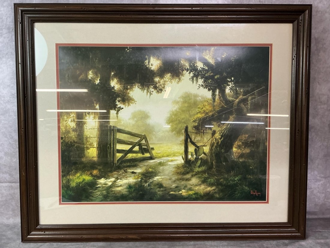 One Summer Day Print: 1970 matted and framed print. Dalhart Windberg's "One Summer Day" in good condition. Measures 32 inches wide x 1.5 x 26.5 inches tall.