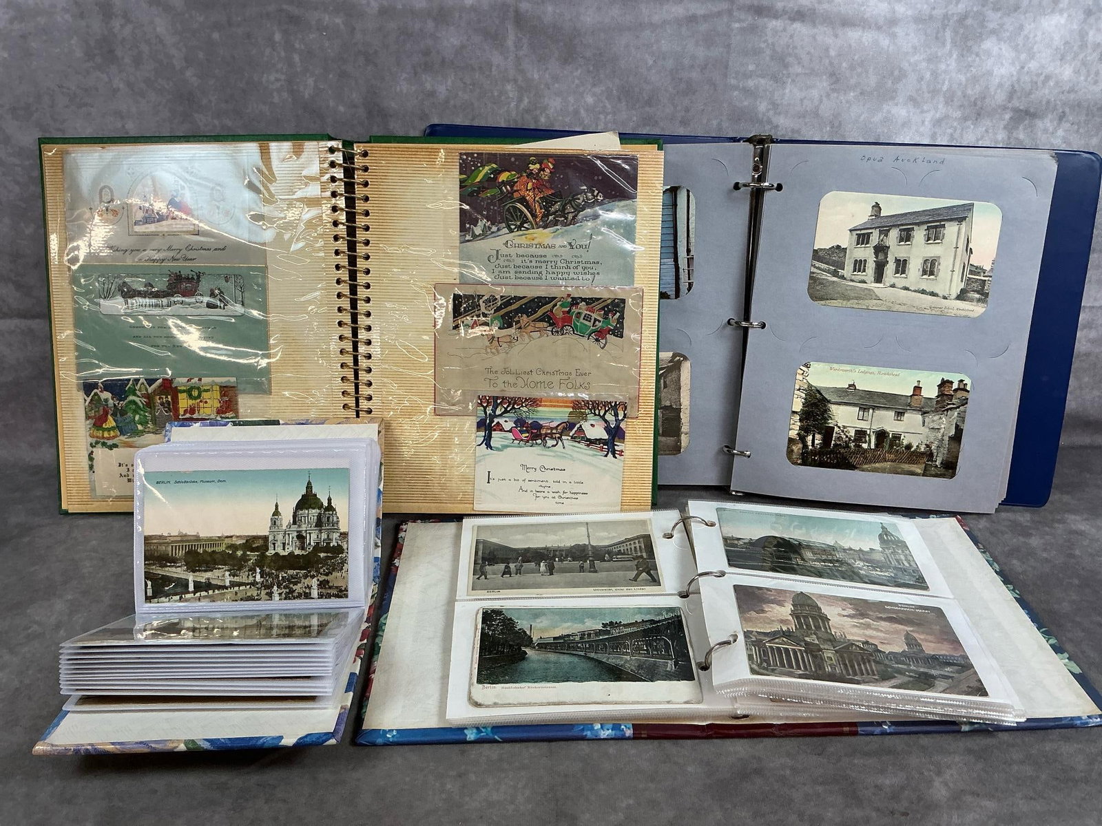 Vintage Postcards & Greeting Cards: Approximately 340 vintage postcards and greeting cards. Includes Berlin, mountain ranges and lake views from different countries, and vintage Christmas greeting cards. Circulated and non, most in