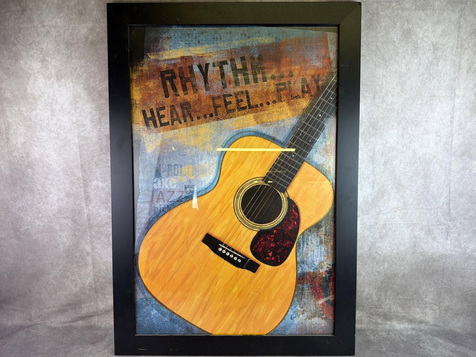 Art, Strings, & More: Large framed Millie B poster, Frank Sinatra hardcover book, Gibson strings and more. All in fair to good condition. Art measures 23.5 inches wide x 33.5 inches tall.