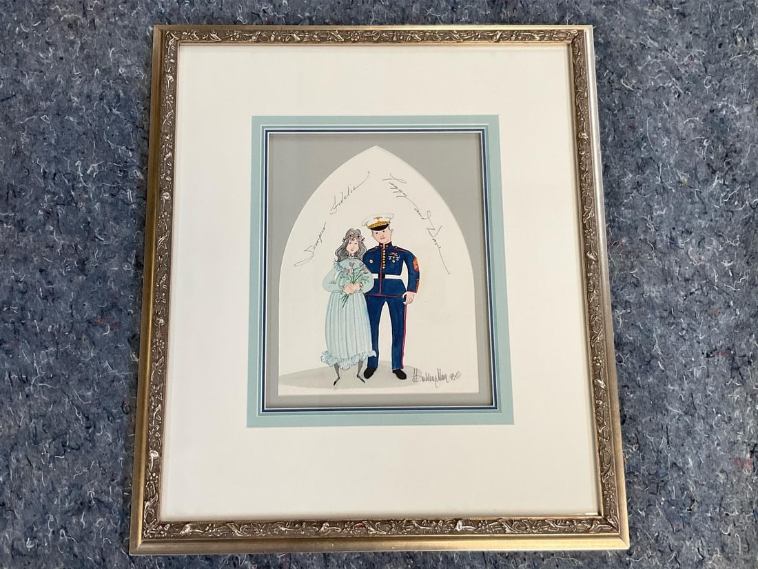 Original P. Buckley Moss Watercolour: 1993 hand painted, one of a kind, P. Buckley Moss Commissioned Original Watercolour Titled, ""Semper Fidelis". Commissioned by ""Peggy and Dave" and professionally conservation/museum framed and