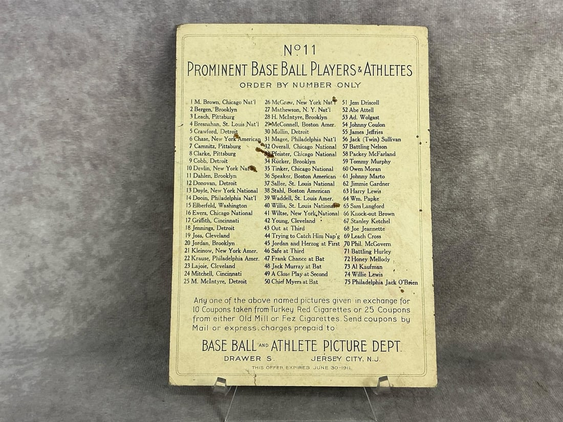 1911 Baseball Card - 2