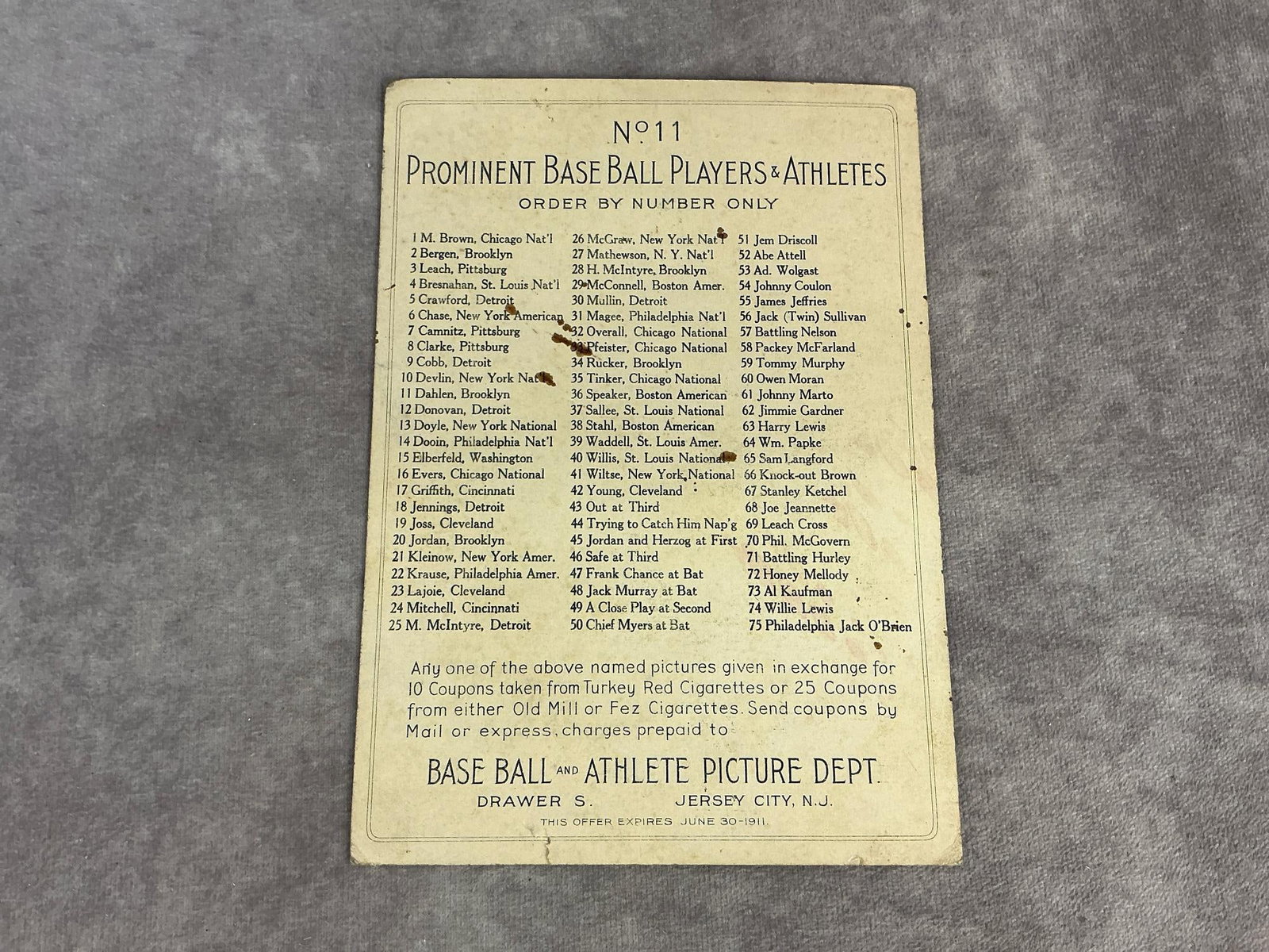 1911 Baseball Card - 6