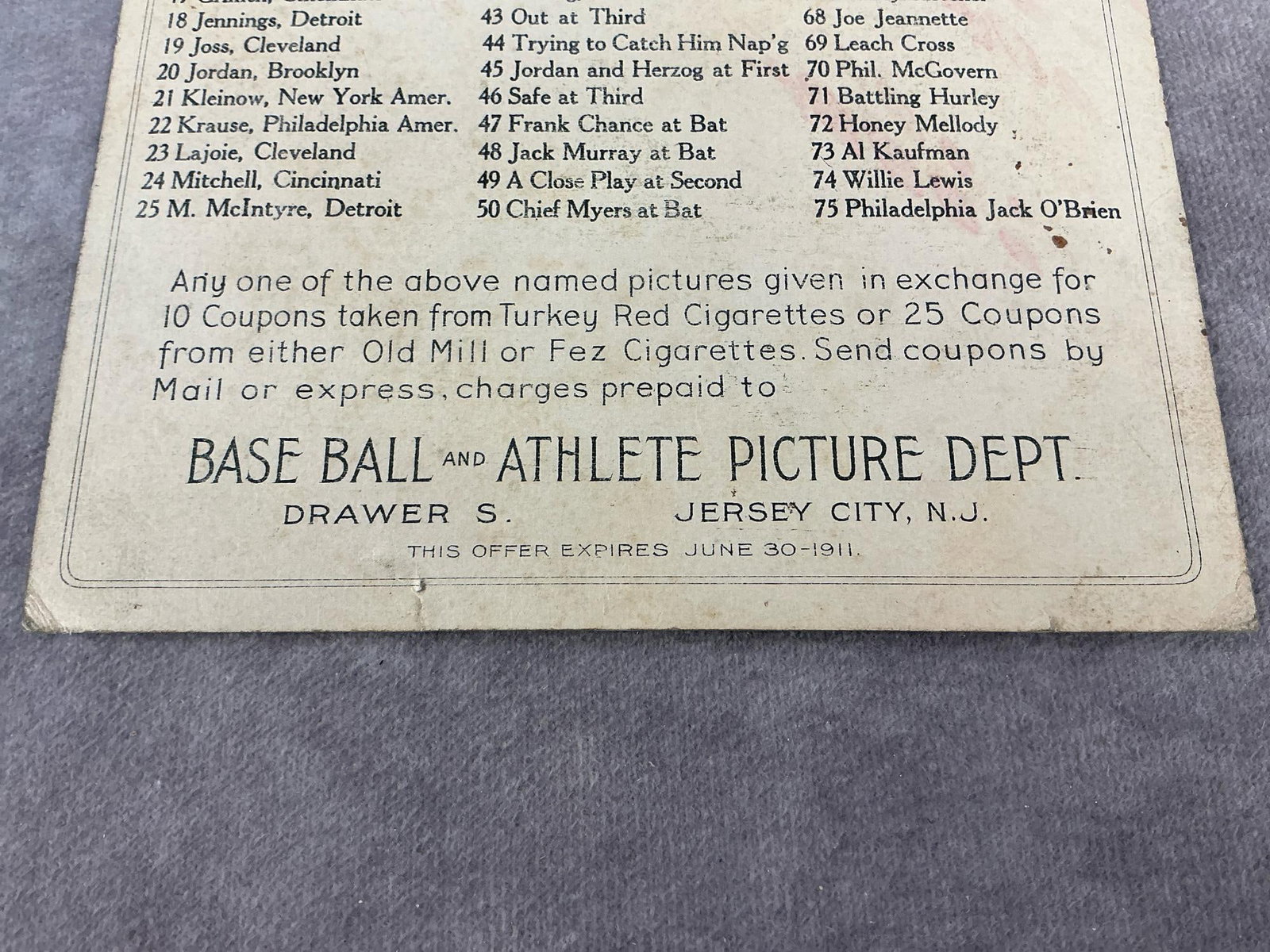 1911 Baseball Card - 7