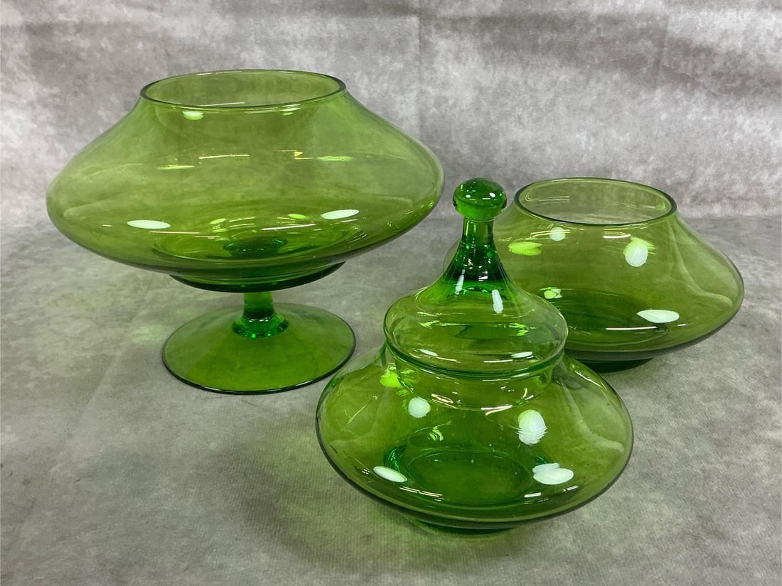 Blue Decanter & Green Stacking Dish - 4