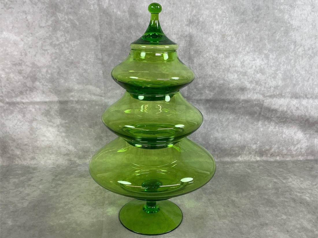 Blue Decanter & Green Stacking Dish - 5