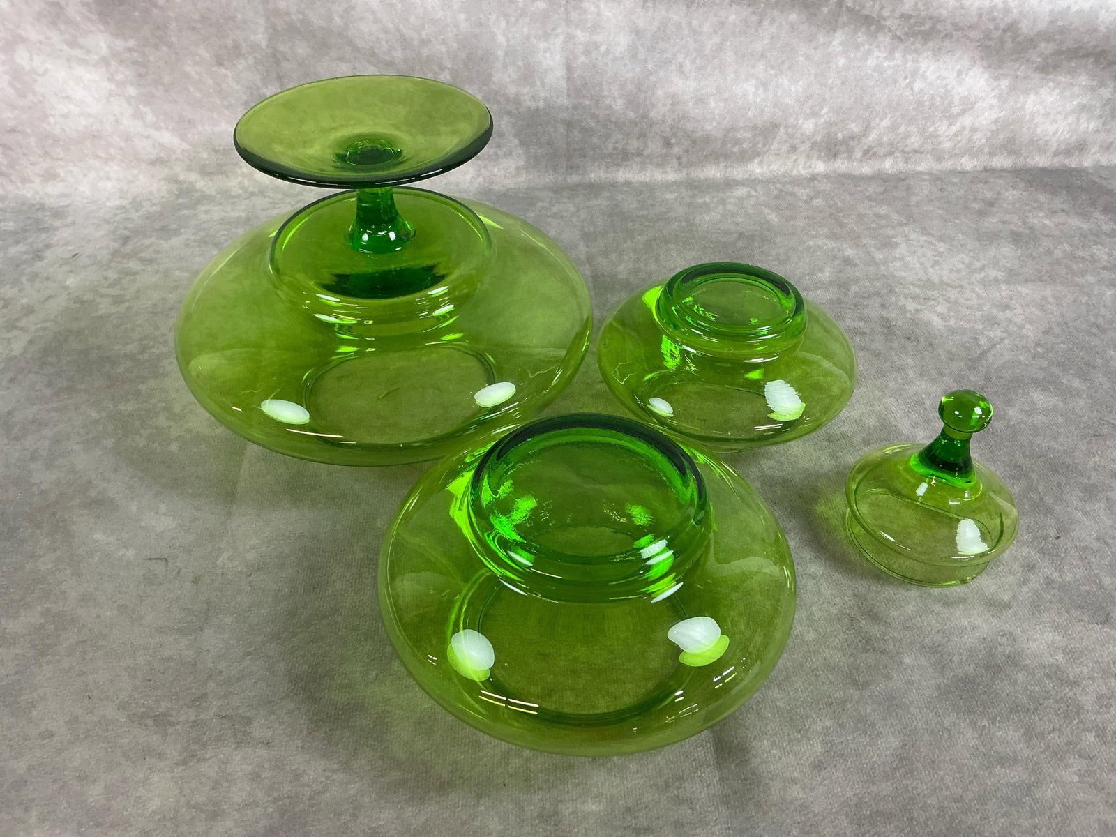 Blue Decanter & Green Stacking Dish - 6