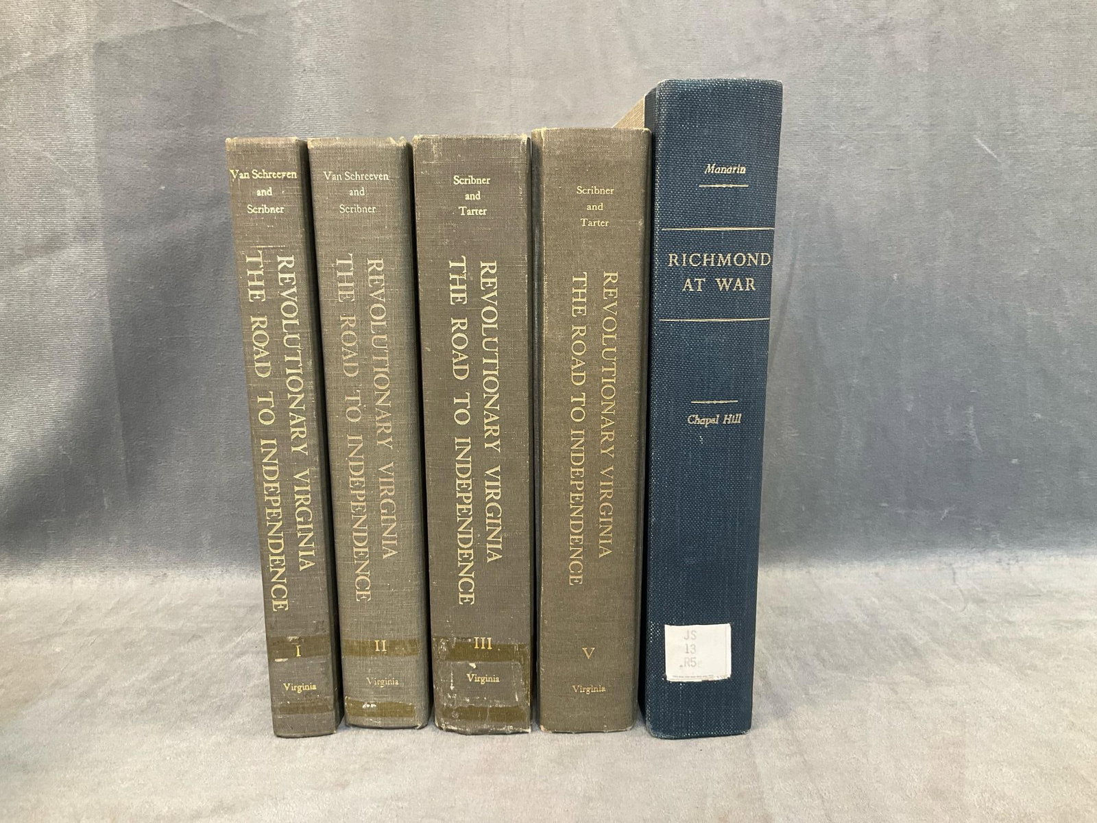 Books on Virginia History: Five Virginia Books. Volumes I,II,III,V, of ""Revolutionary Virginia / The Road To Independence", The University Press of Virginia 1973. ""Richmond At War", University of North Carolina Press 1966.