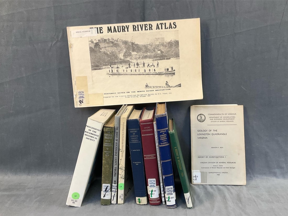 Books on Shenandoah Valley History: Eleven Shenandoah Valley paperback and hardback history books. Several titles include; ""The Maury River Atlas", ""Geology of the Lexington Quadrangle Virginia", ""Annals of Augusta County Virginia