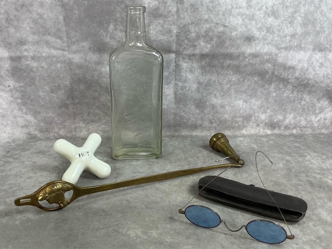 Antique Eyeglasses, Bottle, Snuffer, & Handle (1 of 9)