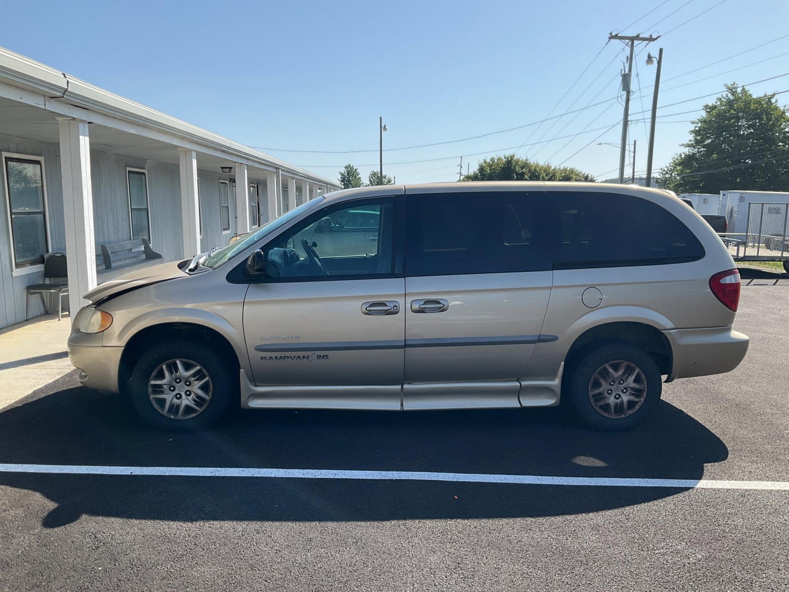 Handicap Accessible Dodge Caravan Rampvan: Modified 2001 Dodge Caravan Sport FWD Rampvan Physically Challenged Fitted by Independent Mobility Systems, Inc.. Exterior color: champagne pearl clearcoat. Interior color: taupe cloth seats. Engine: