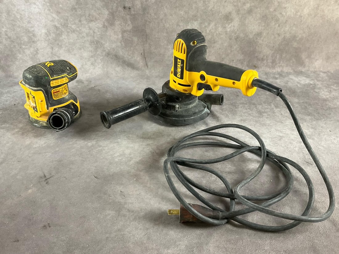 Dewalt Sanders: Two 20v tools. DWE6401DS variable speed disc sander corded and DCW210 random orbital cordless sander. Tools only. Used, both power up and in working condition. Largest tool measures 12 inches long X 1