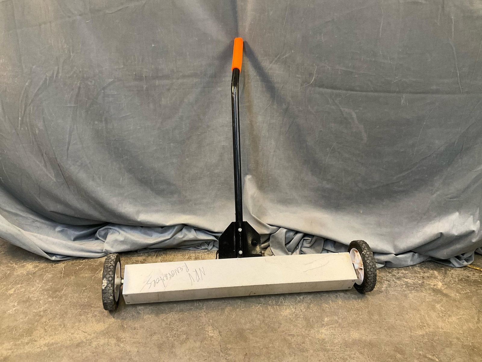 Magnetic Floor Sweeper: Central Machinery 30” Magnetic 50lb. Capacity Floor Sweeper. Missing handle adjustment pin, used good condition. Measures 35 inches wide x 7.5 x 49 inches tall.