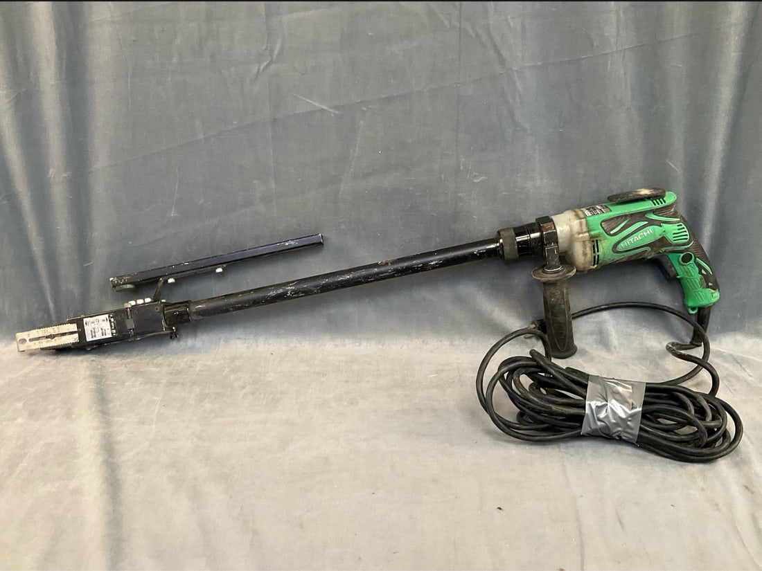 Hitachi Screw Gun: Hitachi W 6VB3 SuperDrive electric screwdriver gun. Used condition, tested and works. Measures 40 inches wide x 4 x 9 inches tall.